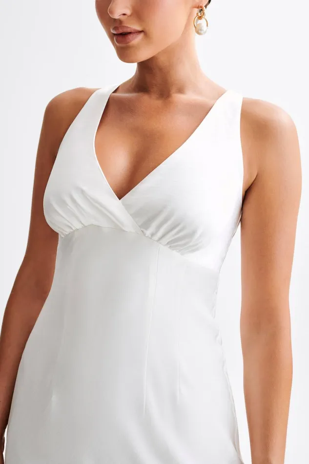 Women Meshki Dresses Meghan Satin Maxi Dress 8211 Ivory