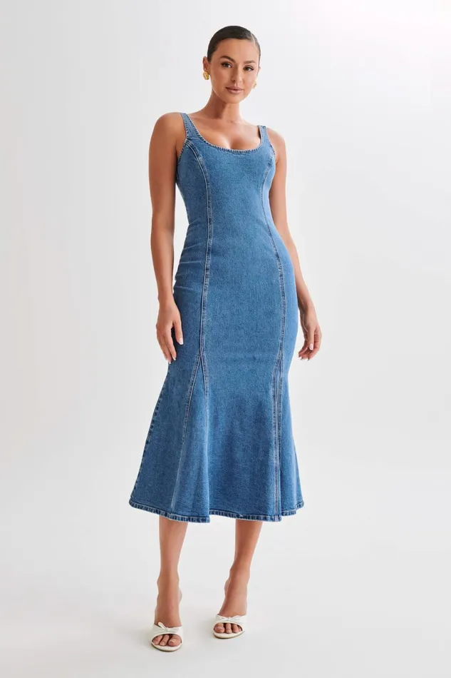 Women Meshki Dresses Milena Denim Midi Dress 8211 70039s Blue