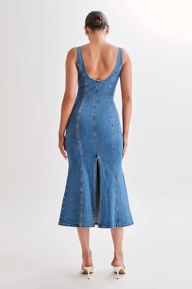 Women Meshki Dresses Milena Denim Midi Dress 8211 70039s Blue