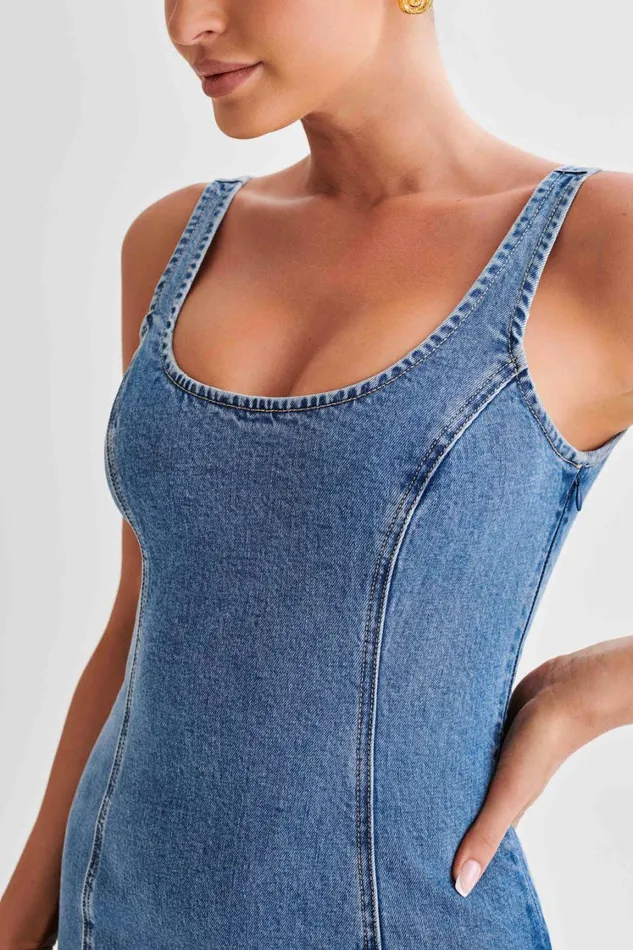 Women Meshki Dresses Milena Denim Midi Dress 8211 70039s Blue
