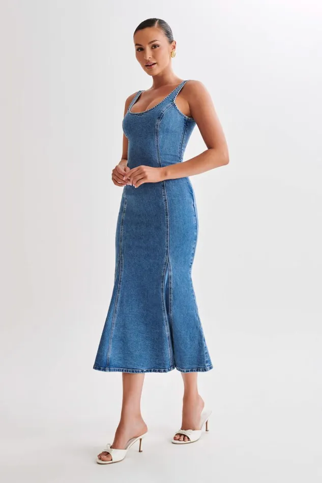 Women Meshki Dresses Milena Denim Midi Dress 8211 70039s Blue