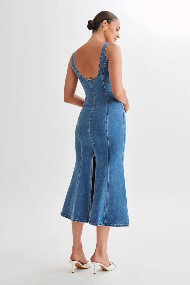Women Meshki Dresses Milena Denim Midi Dress 8211 70039s Blue