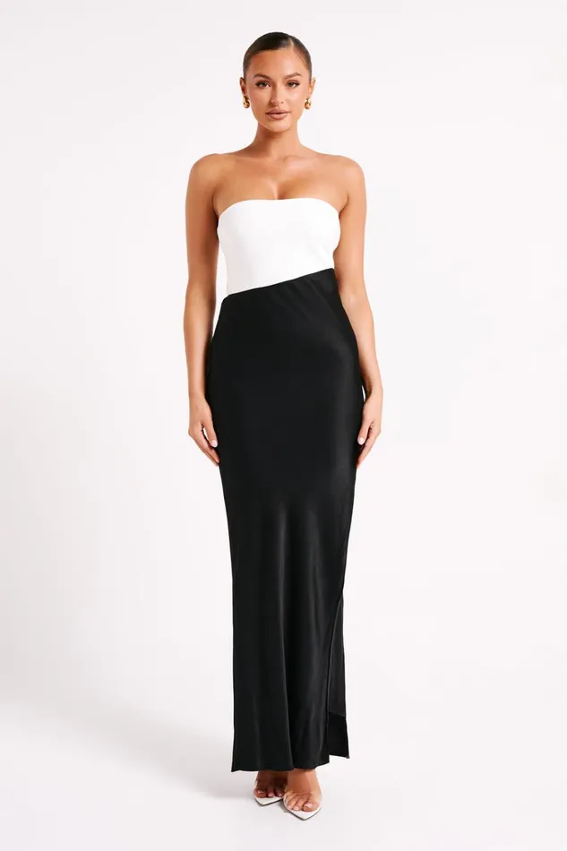 Women Meshki Dresses Miranda Contrast Maxi Dress 8211 BlackWhite