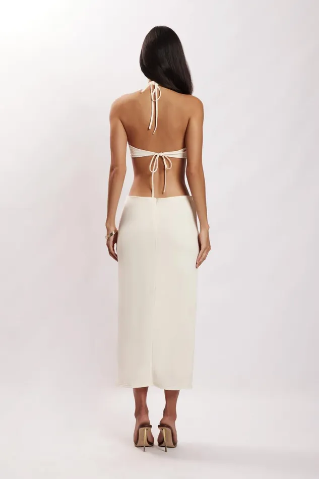 Women Meshki Dresses Natalie Halter Neck Cut Out Midi Dress 8211 Bone Women Meshki Dresses Natalie Halter Neck Cut Out Midi Dress 8211 Bone