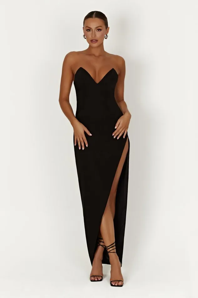 Women Meshki Dresses Natasha Pointed Corset Maxi Dress 8211 Black