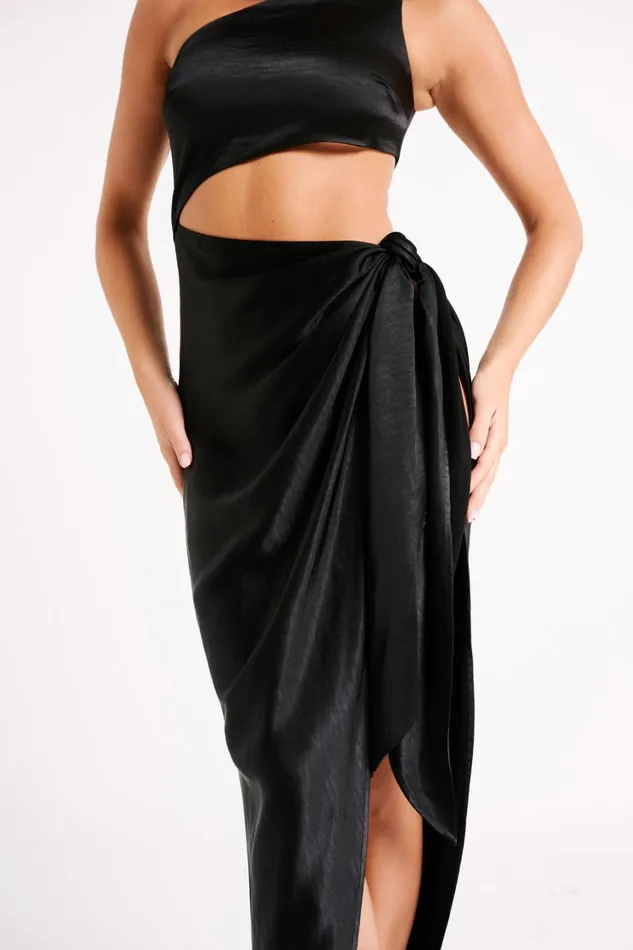 Women Meshki Dresses Navarah One Shoulder Midi Dress 8211 Black