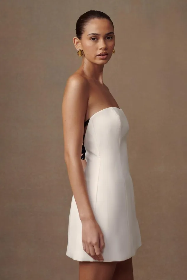 Women Meshki Dresses Neeka Strapless Bow Back Mini Dress 8211 White