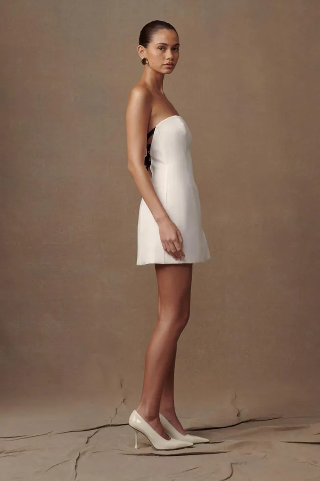 Women Meshki Dresses Neeka Strapless Bow Back Mini Dress 8211 White