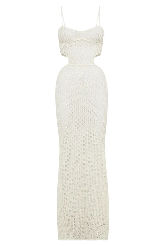 Women Meshki Dresses Nerida Knit Cut Out Maxi Dress 8211 Ivory