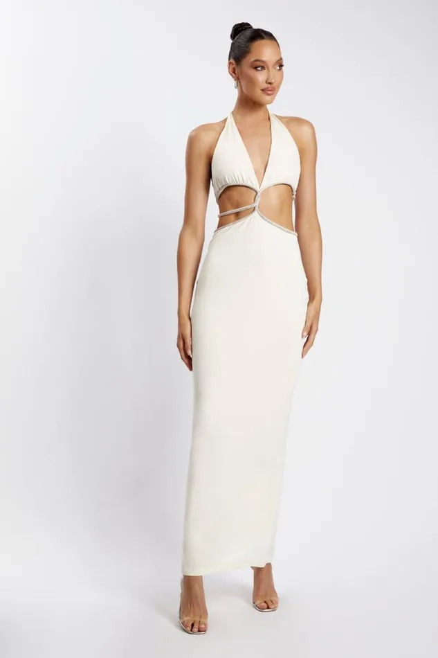 Women Meshki Dresses Nicha Diamante Cut Out Maxi Dress 8211 Bone Women Meshki Dresses Nicha Diamante Cut Out Maxi Dress 8211 Bone