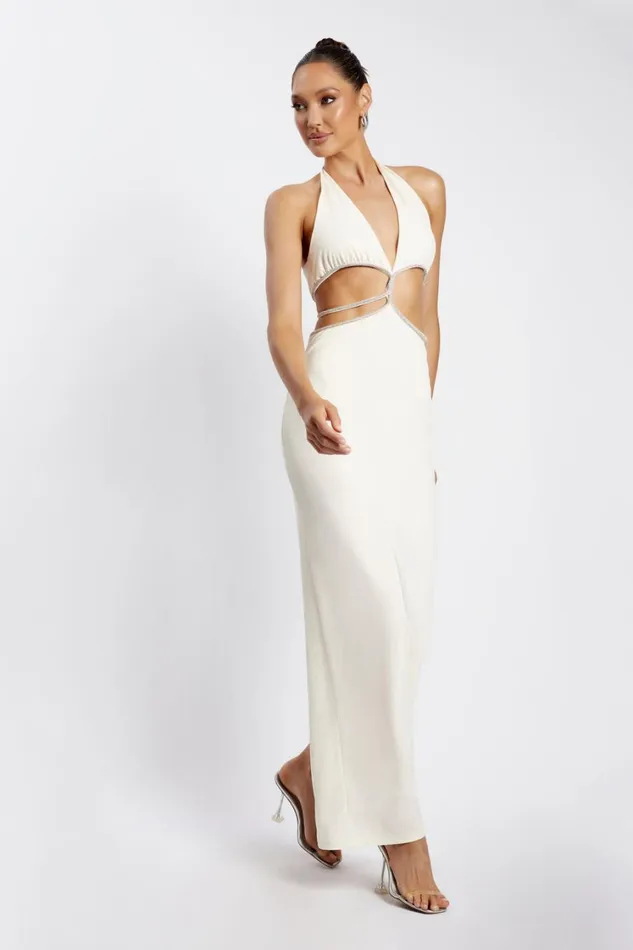 Women Meshki Dresses Nicha Diamante Cut Out Maxi Dress 8211 Bone Women Meshki Dresses Nicha Diamante Cut Out Maxi Dress 8211 Bone