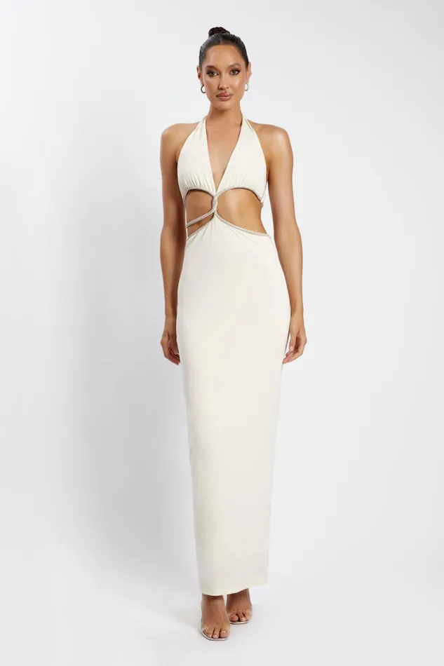 Women Meshki Dresses Nicha Diamante Cut Out Maxi Dress 8211 Bone Women Meshki Dresses Nicha Diamante Cut Out Maxi Dress 8211 Bone