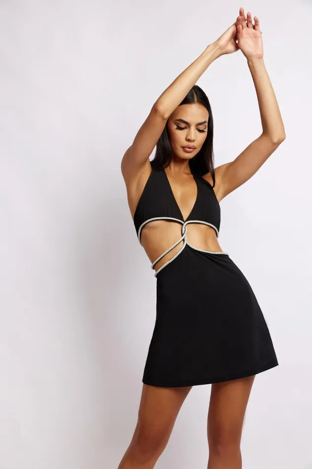 Women Meshki Dresses Nicha Halter Mini Dress With Cut Outs 8211 Black Women Meshki Dresses Nicha Halter Mini Dress With Cut Outs 8211 Black