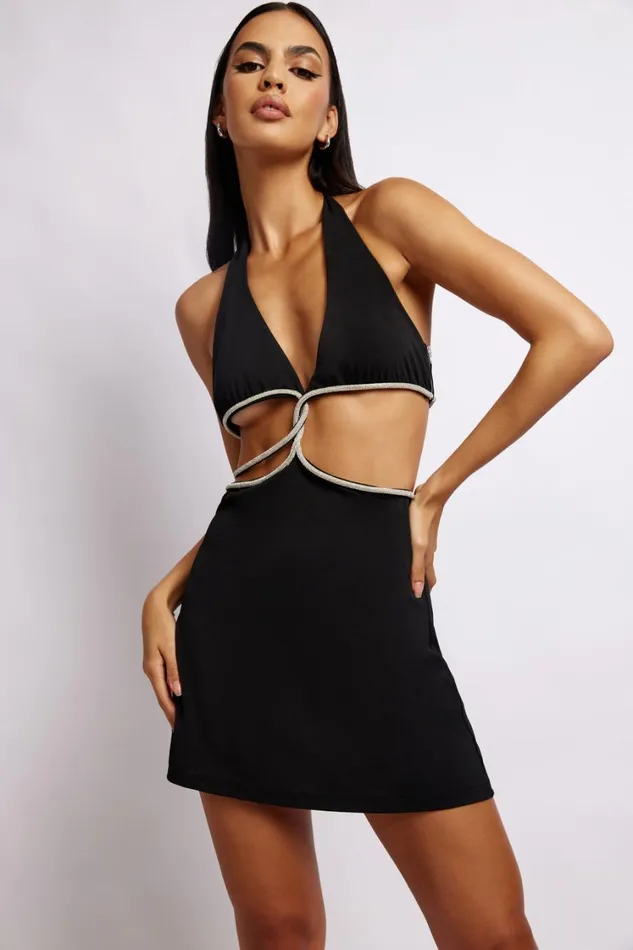 Women Meshki Dresses Nicha Halter Mini Dress With Cut Outs 8211 Black Women Meshki Dresses Nicha Halter Mini Dress With Cut Outs 8211 Black