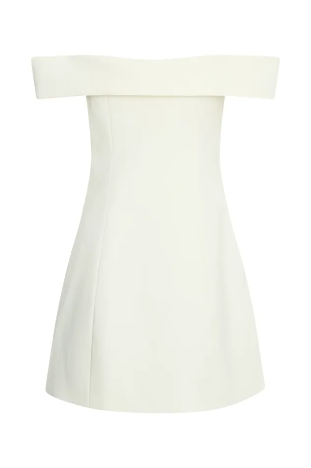 Women Meshki Dresses Noelle Off Shoulder Suiting Mini Dress 8211 Ivory