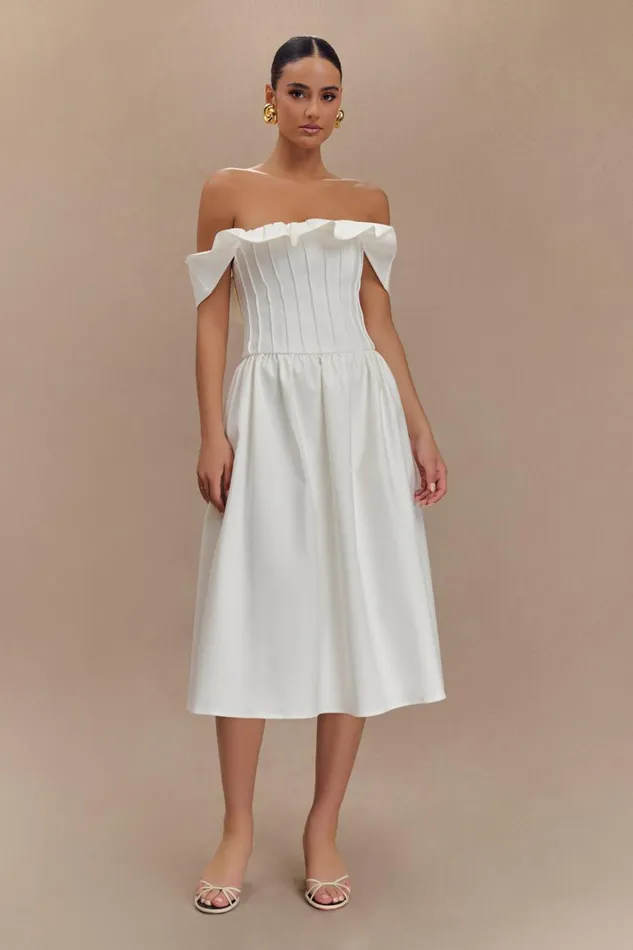 Women Meshki Dresses Orla Strapless Cotton Midi Dress 8211 White