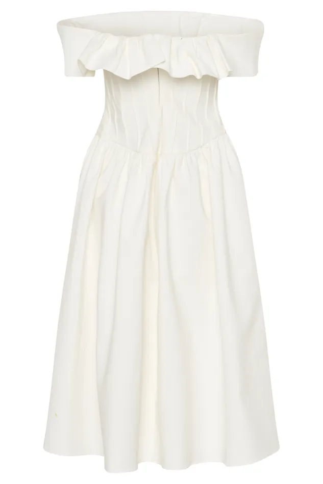 Women Meshki Dresses Orla Strapless Cotton Midi Dress 8211 White