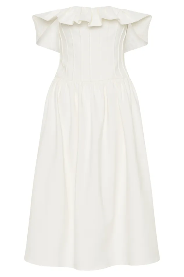 Women Meshki Dresses Orla Strapless Cotton Midi Dress 8211 White