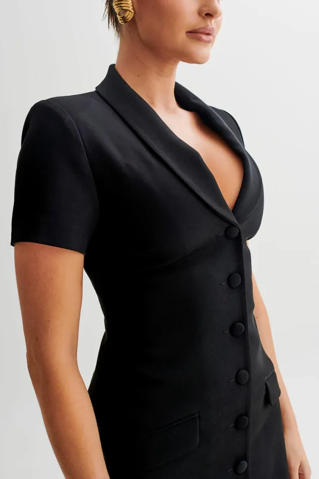 Women Meshki Dresses Paolina Collared Suiting Mini Dress 8211 Black
