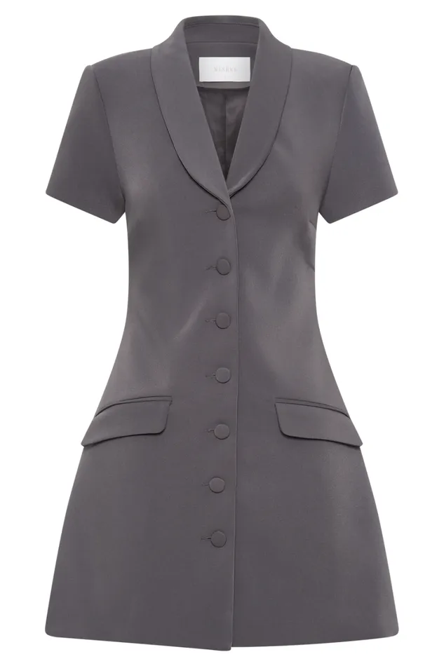 Women Meshki Dresses Paolina Collared Suiting Mini Dress 8211 Charcoal