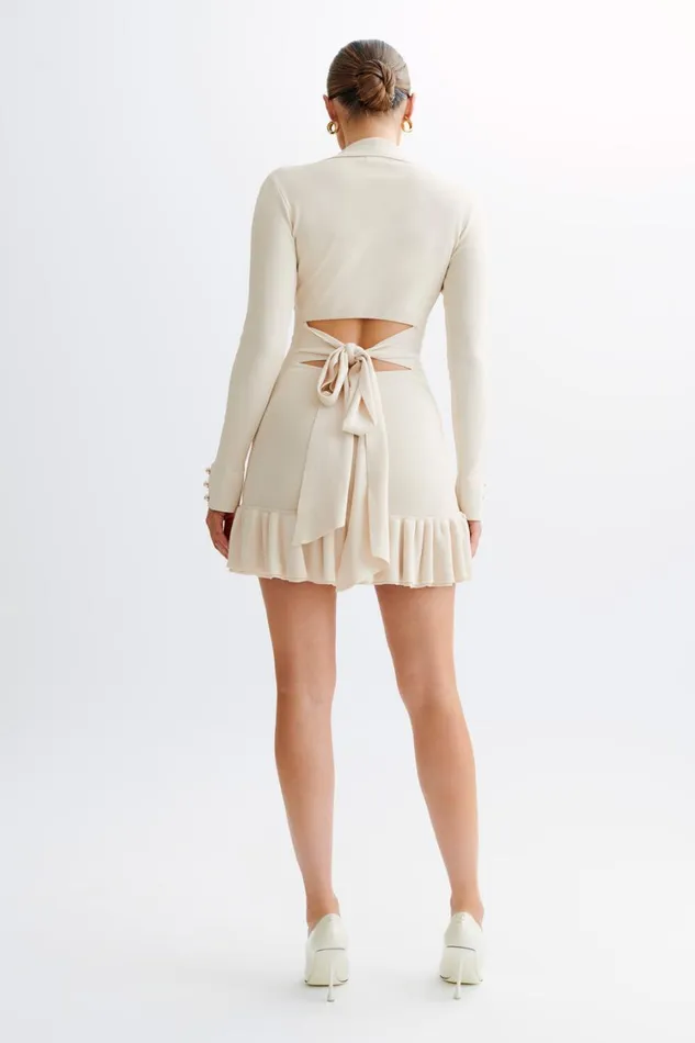 Women Meshki Dresses Pareesa Contrast Frill Mini Dress 8211 Cream