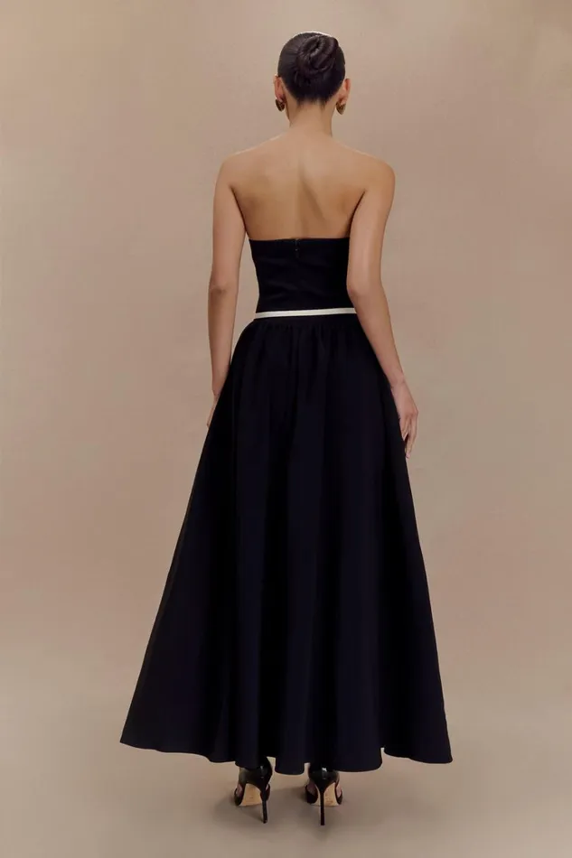 Women Meshki Dresses Penny Strapless Contrast Midi Dress 8211 Black and White