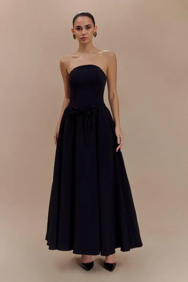 Women Meshki Dresses Penny Strapless Contrast Midi Dress 8211 Black and White
