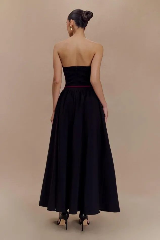 Women Meshki Dresses Penny Strapless Contrast Midi Dress 8211 Black and White