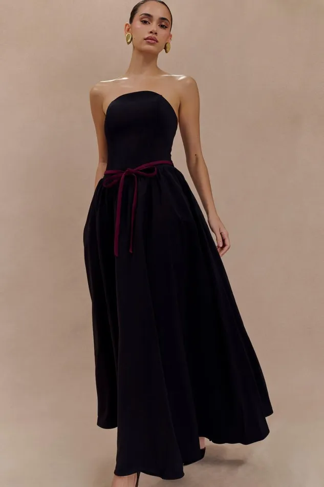 Women Meshki Dresses Penny Strapless Contrast Midi Dress 8211 Black and White