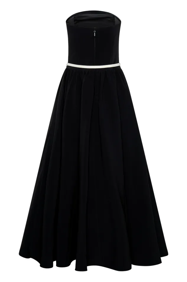 Women Meshki Dresses Penny Strapless Contrast Midi Dress 8211 Black and White