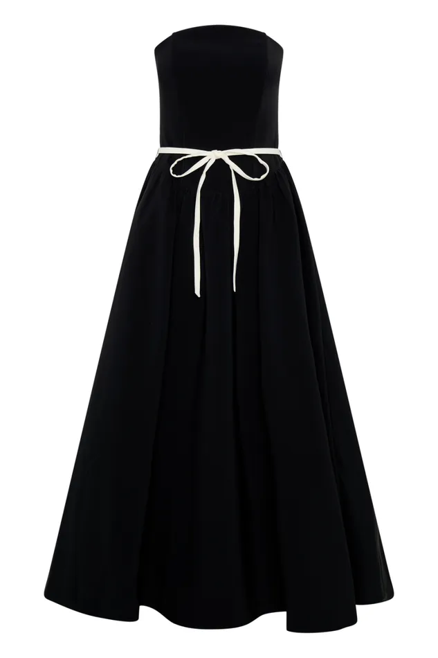Women Meshki Dresses Penny Strapless Contrast Midi Dress 8211 Black and White