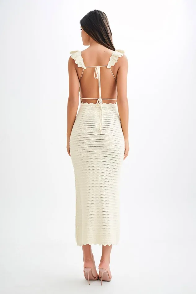 Women Meshki Dresses Perpetua Knit Contrast Maxi Dress 8211 Cream
