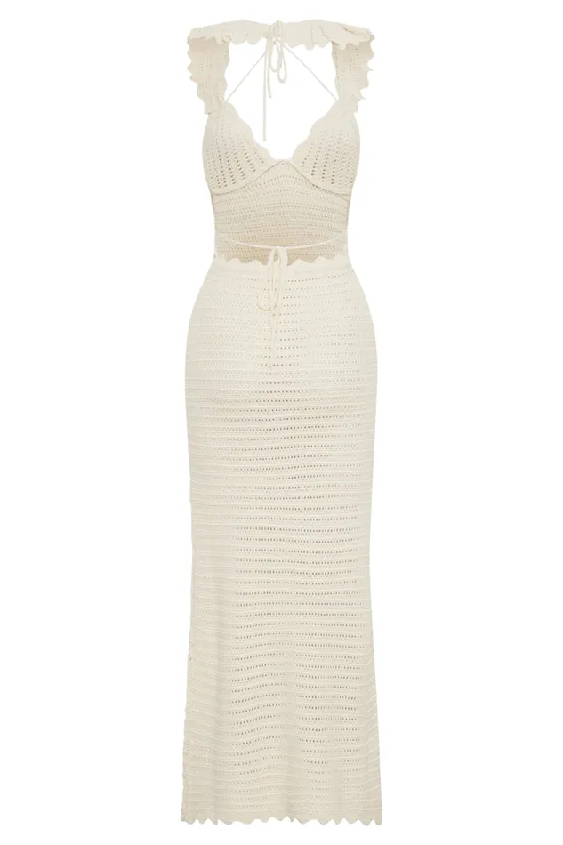 Women Meshki Dresses Perpetua Knit Contrast Maxi Dress 8211 Cream