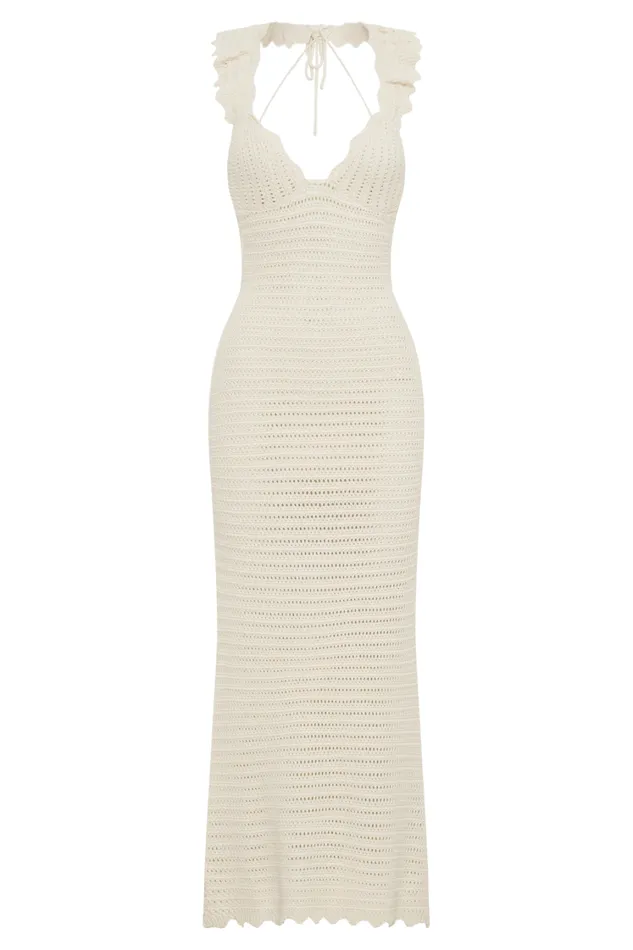 Women Meshki Dresses Perpetua Knit Contrast Maxi Dress 8211 Cream
