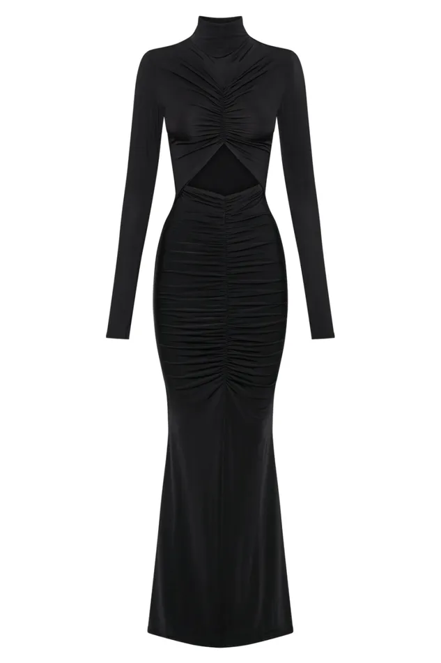 Women Meshki Dresses Pia Slinky Long Sleeve Cutout Maxi Dress 8211 Black