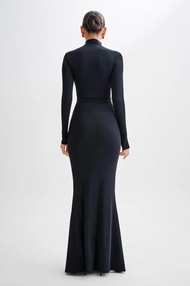 Women Meshki Dresses Pia Slinky Long Sleeve Cutout Maxi Dress 8211 Black