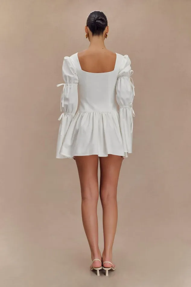 Women Meshki Dresses Raine Long Sleeve Cotton Mini Dress 8211 White