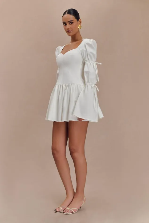 Women Meshki Dresses Raine Long Sleeve Cotton Mini Dress 8211 White
