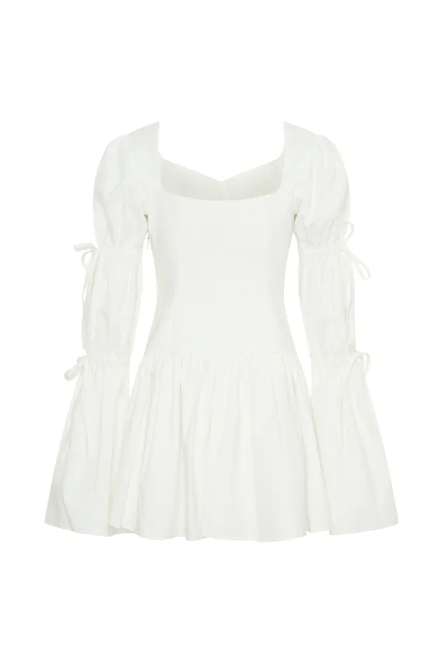 Women Meshki Dresses Raine Long Sleeve Cotton Mini Dress 8211 White