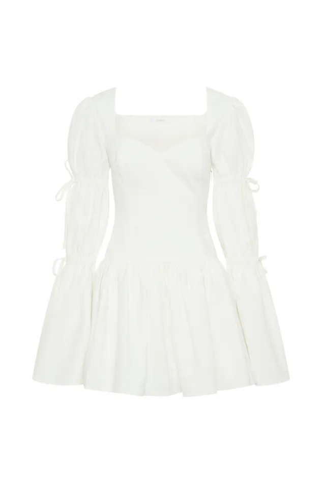 Women Meshki Dresses Raine Long Sleeve Cotton Mini Dress 8211 White