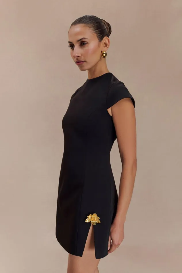 Women Meshki Dresses Remi Suiting Mini Dress With Floral Hardware 8211 Black