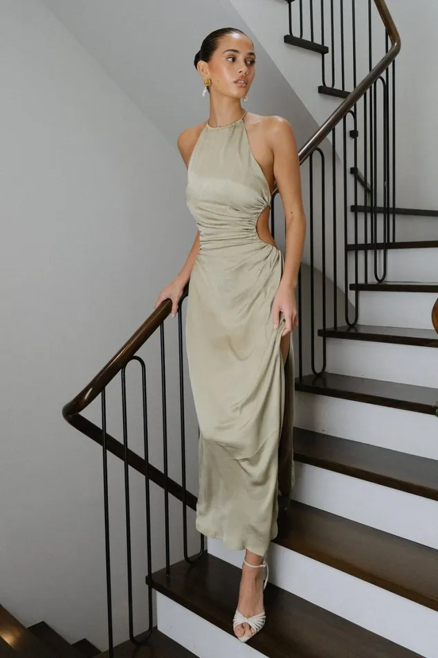 Women Meshki Dresses Rosalina Cut Out Maxi Dress 8211 Sage