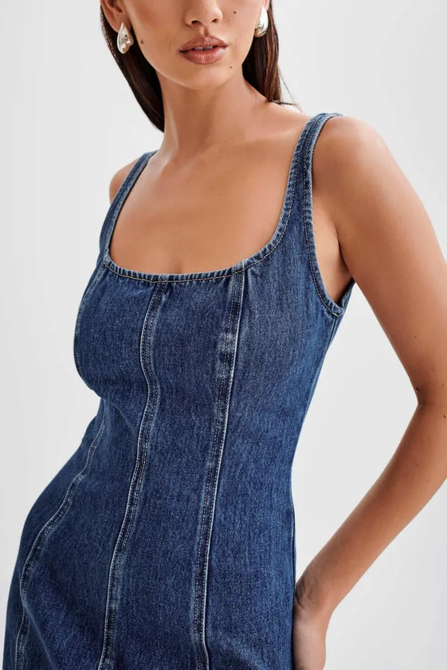 Women Meshki Dresses Rue Denim Mini Dress 8211 Dark Blue