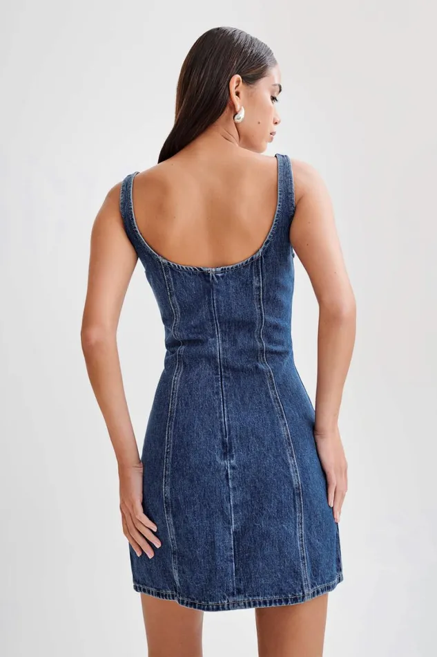 Women Meshki Dresses Rue Denim Mini Dress 8211 Dark Blue