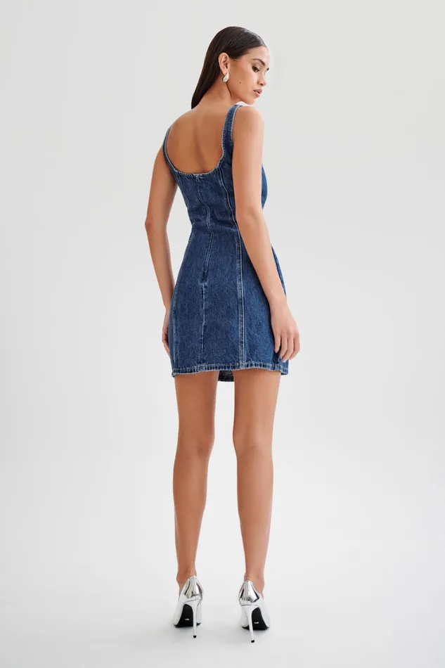 Women Meshki Dresses Rue Denim Mini Dress 8211 Dark Blue