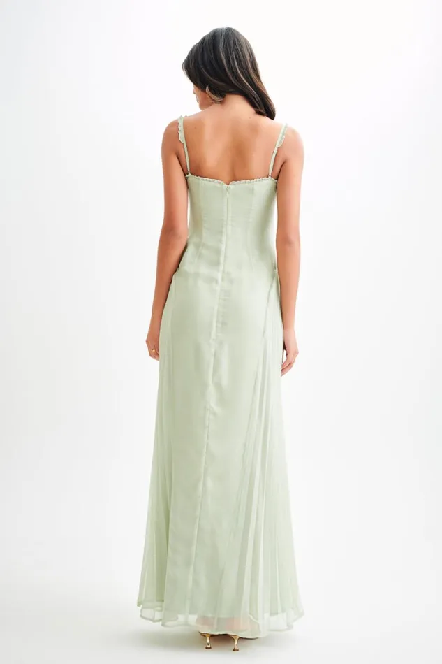 Women Meshki Dresses Saira Chiffon Maxi Dress 8211 Pastel Green