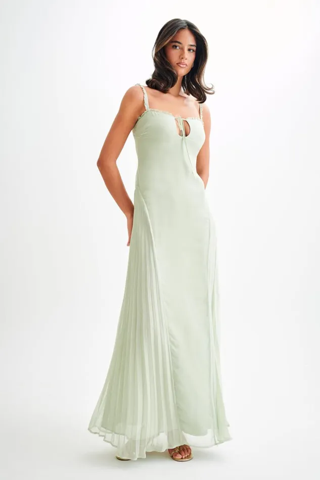 Women Meshki Dresses Saira Chiffon Maxi Dress 8211 Pastel Green