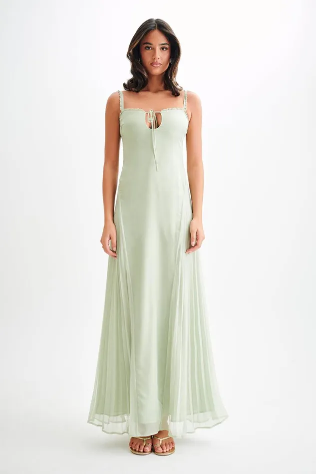 Women Meshki Dresses Saira Chiffon Maxi Dress 8211 Pastel Green