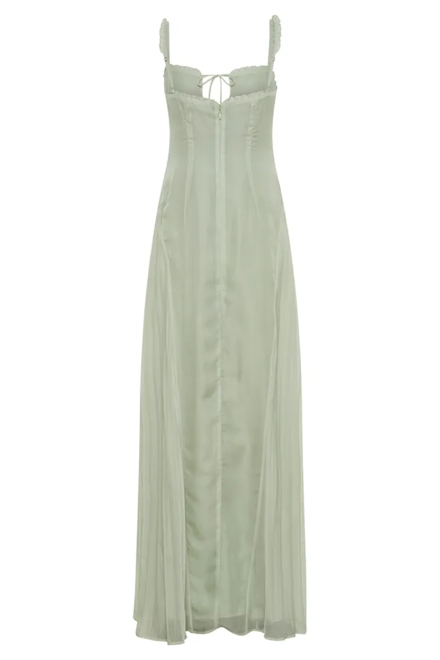 Women Meshki Dresses Saira Chiffon Maxi Dress 8211 Pastel Green