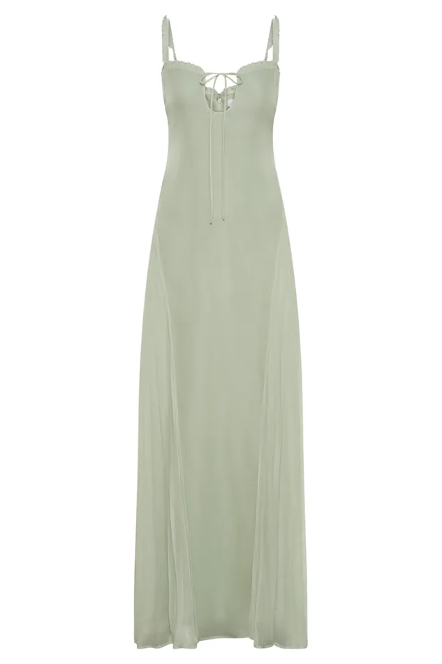 Women Meshki Dresses Saira Chiffon Maxi Dress 8211 Pastel Green
